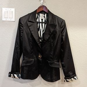 Cache vintage Y2k zebra print lining blazer jacket Sz 10